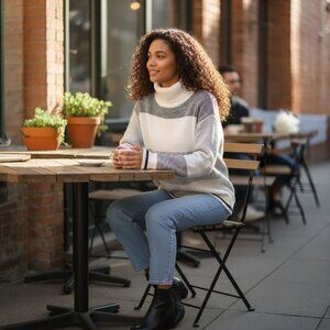 Liz Claiborne Cashmere-feel Knit Sweater - Black, Grey, and White. NWT - Size M